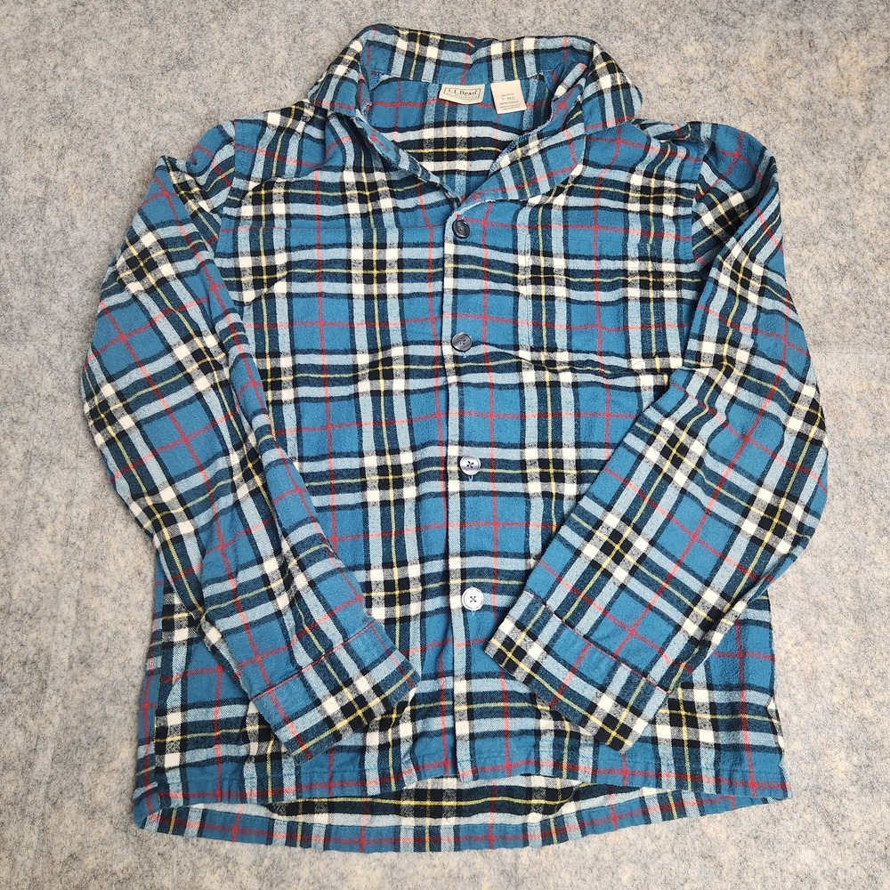 LL Bean Pajama Flannel Shirt Men S Reg Blue Scotch Plaid Long Sleeve Button Up